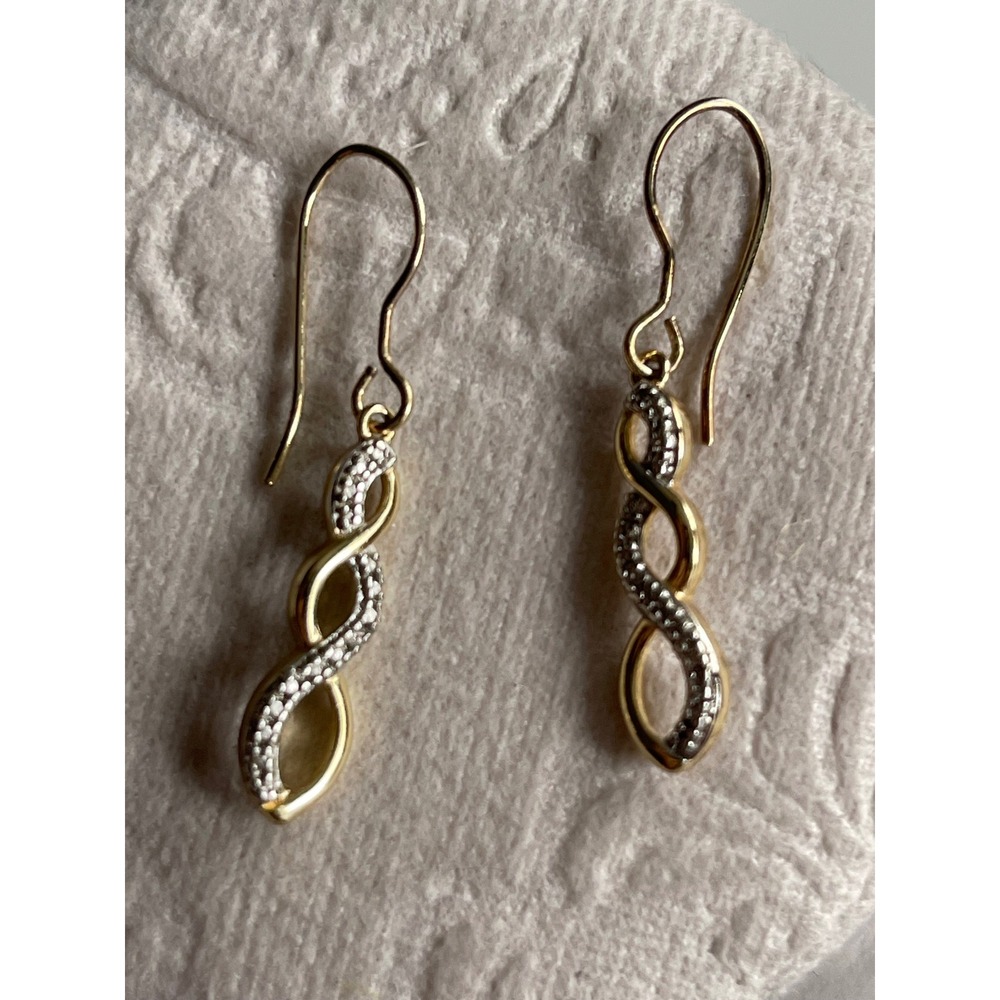 PAJ BB Gold Tone Pave Crystal Triple Infinity Swirl Drop Earrings